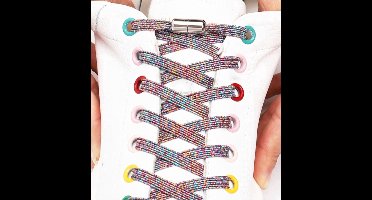 *** 2 paar Elastische gekleurde veters Draaisluiting - Elastische Glitter Veters - Eenvoudig strikken - Plat - van Heble® ***