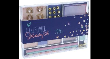 Schrijfwarenset creatief speelgoed goud paars 22-delig multicolor.