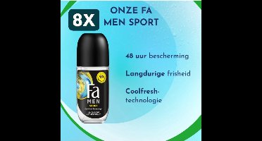 8 x Fa Sport Energizing Fresh Deodorant Roll On 50ml