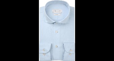 Profuomo slim fit heren overhemd - twill - lichtblauw - Strijkvrij - Boordmaat: 43