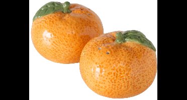 Peper- en zoutstel mandarijnen – Keramiek – Set van 2 – Glanzend oranje –6x7 cm – tafeldecoratie– Perfect voor housewarmings, verjaardagen en tafelstyling