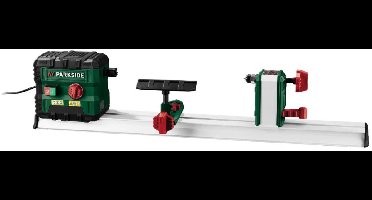 PARKSIDE® Draaibank - Vermogen: 550 W - Stationair toerental: 800-3000 min-1 - Lengte geleidingsrail: 94,5 cm - Max. werkstuklengte: 60 cm - Max. werkstukdiameter: 25 cm - Inclusief 2 houtbeitels, 1 plaatschijf (Ø8 cm) en 2 steeksleutels