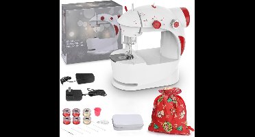 Core® Kindernaaimachine – Naaimachine voor Kinderen met Voetpendaal – Mini Naaimachine met Vele Accessoires – Wit/Rood - 18cm x 10cm x 22cm