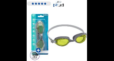Bestway Zwembril 21051 Grijs Geel - Zwem Goggles Voor Volwassenen 14+ - Anti Fog Lenzen Met UV Bescherming - Verstelbare Zwembril Voor Zwembad En Open Water - Comfortabele Pasvorm Latexvrij Zwemmasker Met Ebook