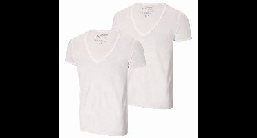 Bamboo Elements - T Shirt Heren - Diepe V Hals - Wit - XL - 2 Pack - Slim Fit - Bamboe Ondershirt