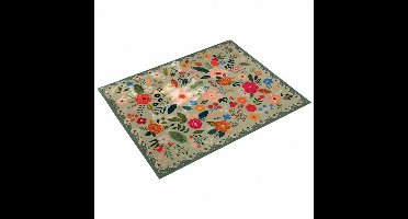 Bloemen deurmat, waterabsorberend, vuilbestendig, Boheemse stijl antislip deurmat, machinewasbaar, geschikt voor keuken, entree, badkamer, kinderkamer, 50×80cm, Groen
