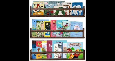 3 stuks babykamerplanken - 42 cm zwevende boekenplanken voor aan de muur - Babykamerdecoratie - Massief houten wandplanken voor boeken (bruin)