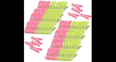 PlasticForte Wasknijpers - 96x - groen/roze - kunststof /metaal - 8 cm - was ophangen
