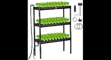Hydrocultuur -Hydrocultuursysteem - Kweektafel -Hydrocultuurvoeding - Moestuintafel - Hydrocultuurkweeksysteem - 108 plaatsen 3 lagen - met watertimer Manden en sponzen