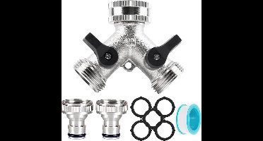 3/4 inch tweewegverdeelstuk, wateraansluitverdeelstuk, Y-vormig verdeelstuk met inlaatslang, geschikt voor wasmachines, vaatwassers en tuinslangverdeelstukken.