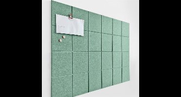 Set van 6 prikborden, een alternatief voor kurkborden, vilten prikborden voor kantoor, thuis of in de klas, vilten wandtegels met zelfklevende tabs en punaises, totale afmeting 90 x 60 cm, Groen