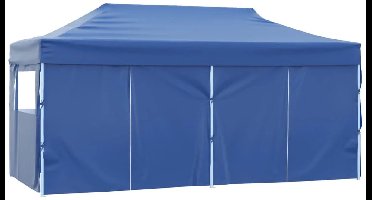 Opvouwbare Tent – Tuinpaviljoen – Partytent – Ontvangsttent – Markttent – Campingtent – 3x6 Meter – Waterafstotend 600D Oxford – Gepoedercoat Stalen Frame - Blauw