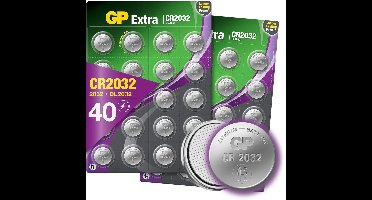 GP Extra Lithium CR2032 batterij - 40 stuks knoopcel batterijen CR2032 3V (CR 2032 batterij, DL2032)