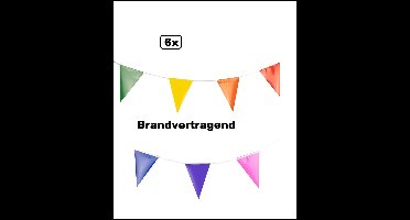 6x Vlaggenlijn regenboog brandvertragend 10 meter - PVC - Themafeest pride party Festival