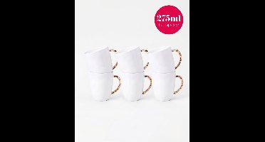 vtwonen - Basic - Set van 6 - Mokken met Oor - Wit Goud - Porselein - 275ml