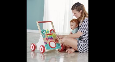 Hape Muzikale Loopwagen - Loophulp met Trommel, Xylofoon en Verstelbare Weerstand - Vanaf 10 Maanden