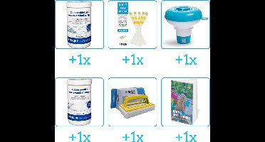 Zwembad Onderhoudspakket - Onderhoud Zwembad - bevat Chloor - Testrips - Chloordrijver - Chloor - Scrubborstel en Zwembadgids (6-delig)