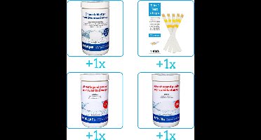 Zwembad Onderhoudspakket - Onderhoud Zwembad - bevat Chloor - Testrips - PH-min en PH-plus (4-delig)