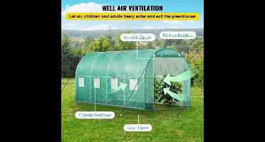 Tuinkas - Broeikas - Tunnelkas Met PE Waterdichte Hoes - 20x10x7 ft - Gegalvaniseerd Staal - Groen - Draagbaar - Kas - Serre - Kweekkas - Foliekas - Groentekas - Tomatenkas