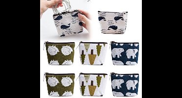 Kleine make-uptas - 8 stuks - kleine kleine tas - mini-portemonnee van canvas - kleine portemonnee - met muntzak - ritssluiting - muntzakje - zeildoek - voor vrouwen en meisjes