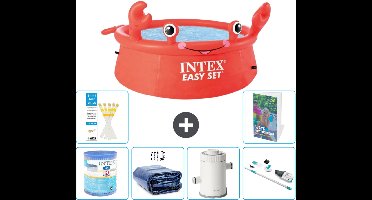 Intex Rond Opblaasbaar Easy Set Zwembad - 183 x 51 cm - Rood - Krab - Inclusief Filter - Solarzeil - Zwembadfilterpomp - Stofzuiger - 7-delig