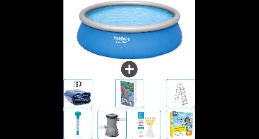Bestway Rond Opblaasbaar Fast Set Zwembad - 457 x 122 cm - Blauw - Inclusief Pomp - Ladder Onderhoudspakket - Solarzeil - Thermometer - 8-delig