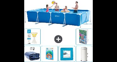 Intex Rechthoekig Frame Zwembad - 450 x 220 x 84 cm - Blauw - Inclusief Solarzeil - Speelgoed - Vloertegels - Zwembadfilterpomp - 7-delig