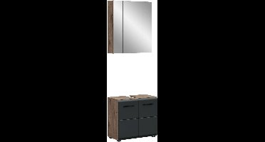 xonox.home badkamercombinatie Ice (B/H/D: 60x185x30 cm) in matzwart en Nox Oak-imitatie