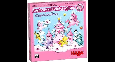 Haba educatief spel Unicorn Glitterluck - Cloud Stacking - kleurrijk karton.