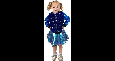 Jas kind pailletten/metallic blauw Maat 140