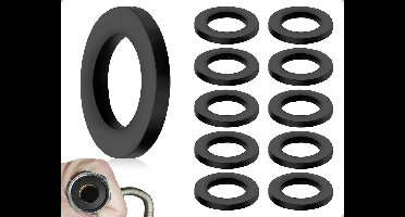 Set van 10 afdichtringen voor douche, rubberen slangkoppeling en platte wasmachines, ideaal voor huishoudelijk en industrieel gebruik (Zwart, 19x2mm)