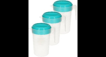 Plasticforte Waterkan - 3x - 2L - blauw/transparant - met deksel - kunststof - schenkkan