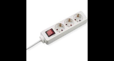 BACHMANN SELLY stekkerdoos 3x geaard contact, schakelaar, wit, 1,5 m