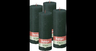 Bolsius - Rustieke Stompkaarsen - 4 stuks - Groen - 19cm - 85 branduren