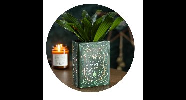 Green Witch Book Shaped Vase