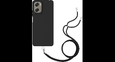 Just in Case hoesje met koord geschikt voor Motorola Moto G06 / G06 Power Hoesje met Koord - Flexibele Case - Zwart