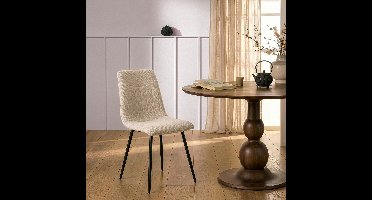 Eetkamerstoel Nessa - Stof - Beige/Creme - 45 x 87 x 53 cm (BxHxD)