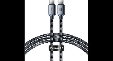 Baseus Crystal Shine USB C naar USB C kabel zwart 1.2 meter - 100W - Ook geschikt voor laptops