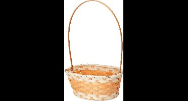 Home & Styling Rieten mandje met hengsel - oranje - 20 x 38 cm - Opbergen - Paaseieren mandje - gevlochten riet