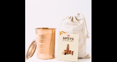 Koperen beker met deksel 'Stripe', Sattva Ayurveda, 350 ml