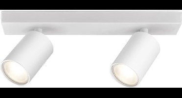 LED Plafondspot - Kingtron Betin - GU10 Fitting - 2-lichts - Rond - Mat Wit - Kantelbaar - Aluminium