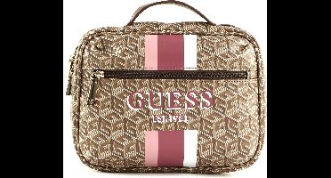 GUESS Toilettas Wilder Tech Organizer Taupe Logo Veelkleurig