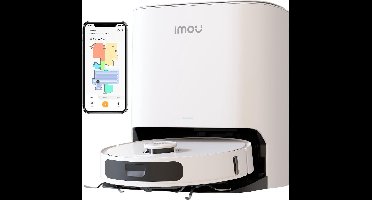Imou RV3 - Robotstofzuiger met grondinge dweilborstels - Razendsnelle inkaartbrenging door LIDAR sensor - Opslag Plattegrond 3 Verdiepingen - Automatische lediging - AI Aangedreven door Imou Sense - 8500 Pa - 180 minuten aaneengesloten reinigen