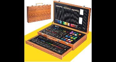 ApexArte® Tekenkoffer Kinderen - Tekendoos - Kleurpotloden - Stiften - Hout