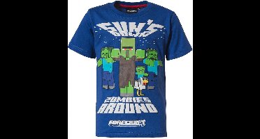 Minecraft t-shirt - blauw - Maat 134/9 jaar