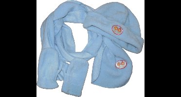 Kindersjaal 120 cm + Muts 52/54 + Wanten/Handschoenen maat 2 - Lichtblauw