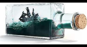 MikaMax Unsinkable Pirateship - Onzinkbaar Piratenschip - Decoratie - Bureau decoratie - Model Schip - Schip in Fles - 17 x 4,2 x 6,2 cm