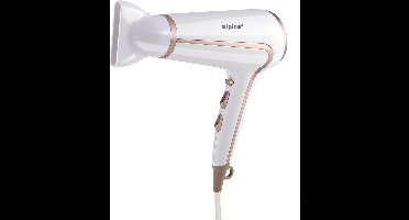 alpina Föhn 1600-2000W - Haardroger met 3 Warmte Instellingen - Haar Droger met Cool Shot - Hair Dyrer incl. Extra Blaasmond en Ophanglus - Wit/Rosé