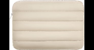 Puffer Laptophoes geschikt voor Macbook / Laptop tot 15 & 16 inch – Schokbestendige Spatwaterdichte Bescherming – Zachte Pluche Voering Sleeve Creme