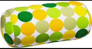 Kuschelmaxx Rolkussen - Sierkussen Rond Cilinder 17 x 33 cm - Punkte gelb-design - Stevig en zacht - Mooie print - Gevuld met microgranulaat - Vormvast & Wasbaar - Ideaal voor op de bank, bed, auto of op reis - Inclusief Wasnet